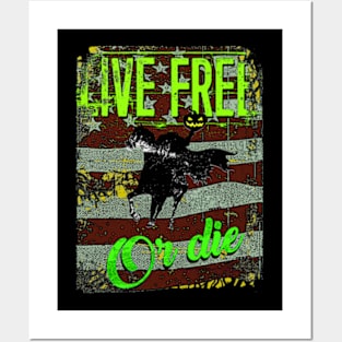 Live Free American Flag Headless Horsemen Posters and Art